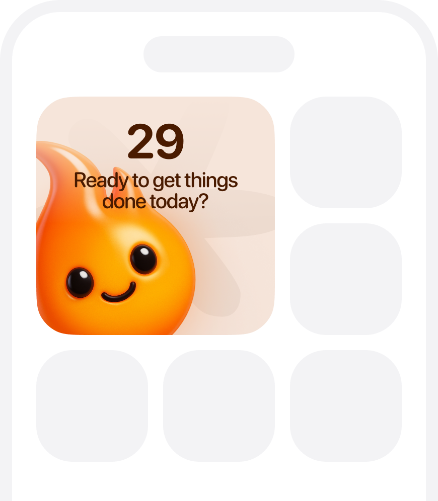 Aurora home screen streak widget, showing a 29-day example